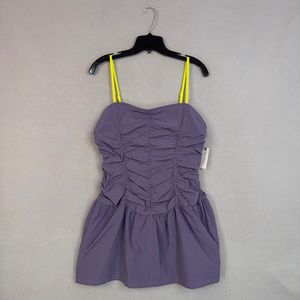 Daily Practice Dress Womens Large Lavender Ruched Mini Drop Waist Gorpcore NWT